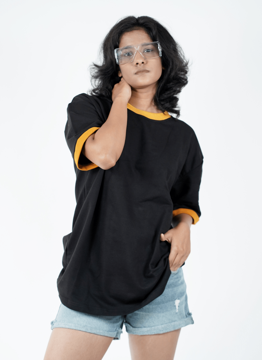 Black Oversized Contrast Tee