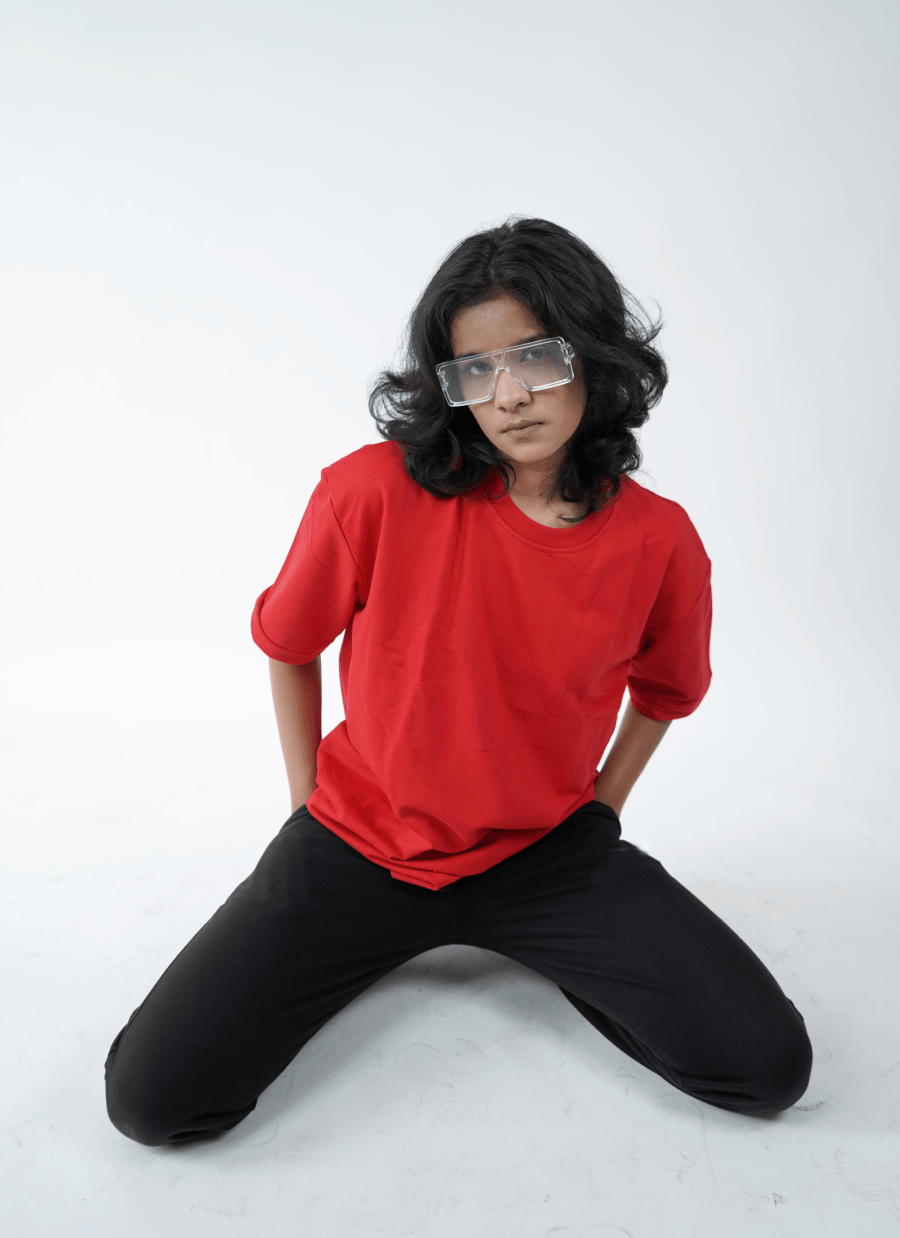 Chilli Red Oversized Drop Shoulder T-Shirt